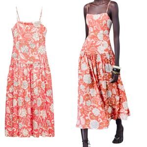 ZARA PZARA PRINTED STRAPPY DRESS COLLECTION XS PATTERNED FLORAL MIDI Size M NWT